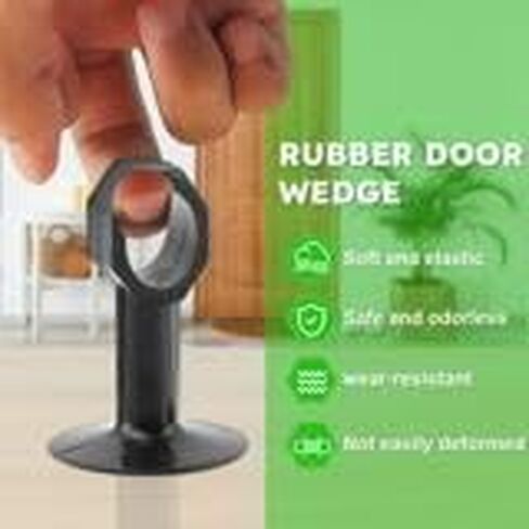 Door Stopper - Heavy Duty Door Stoppers Wedge Tall Door Stop for Bottom of Door Security Rubber,3 Inch High Adjustable Spring Loaded Spring,Door Wedge Stopper Suits Any Heavy Door (Black) in Kuwait