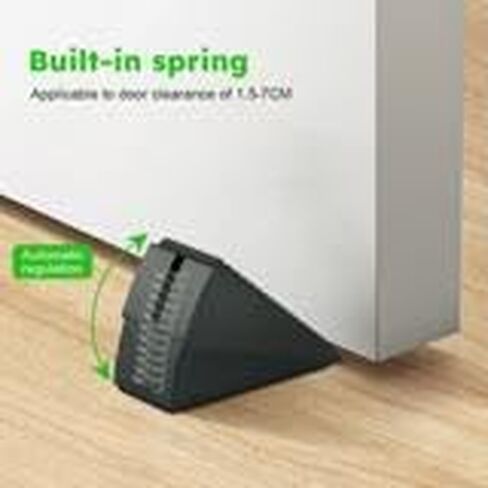 Door Stopper - Heavy Duty Door Stoppers Wedge Tall Door Stop for Bottom of Door Security Rubber,3 Inch High Adjustable Spring Loaded Spring,Door Wedge Stopper Suits Any Heavy Door (Black) in Kuwait