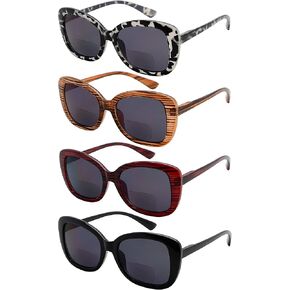 Eyekepper 4-pack Bifocal Reading Glasses for Women - Stylish Ladies Bifocal Readers +2.50