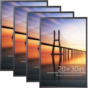 Lovelite 20x30 Poster Frame Set of 4, Black Photo Frames with Resistant Plexiglass, Picture Frames for Wall Paintings Pictures Artwork, Horizontal or Vertical Display in Saudi Arabia