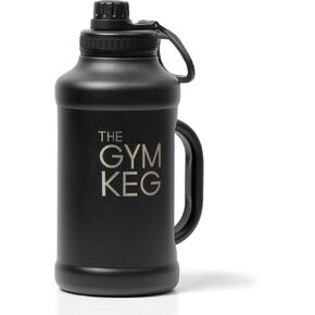 Gym Keg Insulated Water Bottle - 40oz - Double-Wall Insulation Water Container - Silicone and Plastic Chug Lid with Handle - Wide Mouth Water Jug Ideal for Gym and Outdoor Activities - Black