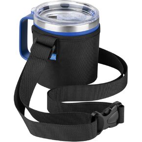 Xxerciz Water Bottle Carrier Bag for YETI Rambler 14 oz Mug, Water Bottle Holder with Adjustable Shoulder Strap, Crossbody Water Bottle Sling Sleeve for Men Women Hiking Camping Travelling