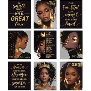 Generic 9 African American Black Women Wall Decor Art Prints (Unframed 8 x 10) Inspirational Wall Decor Teen Black Girl Room Motivational Posters - Home, Office, Bedroom, Dorm Room