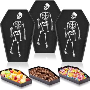 3 قطع من صندوق لوح الفحم للهالوين، من الورق المقوى الأسود القابل للتعبئة لعلبة تقديم نعش الفحم، أطباق قوطية، وعاء الهالوين لحلوى كوكيز هدايا حفلات الهالوين in Kuwait