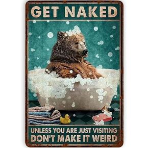 Ainbash Bear Bath Metal Tin Retro Sign Metal Poster Bear Metal Poster Funny Bathroom Wall Art Bathroom Hanging Decor Home Decor Funny Toilet Metal Sign Bathroom Wall Art Home Decor 8X12Inch