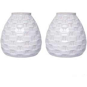 Hosley Set of 2 Grey Ceramic Vase 7.25" High. Ideal Gift for Home Weddings Party Spa Meditation Home Office
