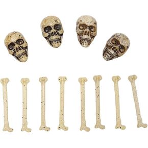 Abaodam Human Skeleton Bone 12pcs Skull Head Model Human Skeleton Costume Bones for Halloween Party Cosplay Decoration Supplies Accessories Human Skull Model