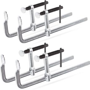 4-Pack Welding Bar Clamps 12 Inch, Drop Forged Steel Bar Clamps Throat Depth 3 inch Load Force 450 Lbs for Woodworking,Welding, Metal working