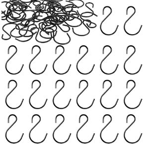 30 Pack Small S Hooks, 1.5 Inch S-Hooks Ornament Storage Hooks for Hanging Jewelry Black S Shaped Hooks, Hanging Hooks for Spoons Pans Pots Utensils Kitchenware Potted