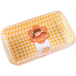 25 Pack Plastic Dessert Boxes Cake Boxes, Plaid Charcuterie Boxes with Clear Lids To Go Picnic Food Containers for Cake Slice, Bakery Desserts Packing Box (yellow)