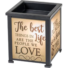 تصميمات Elanze Best Life Love، تورتة شمع كهربائية معدنية سوداء وفانوس زجاجي زيتي in Kuwait