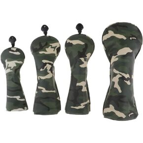 Baosity 4Pcs/Set Premium PU Camouflage Golf Head Covers No. 1 3 5 UT Wood Driver Club Protector Replacement & Interchangeable Number Tag