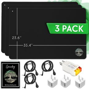 Grounding Mat for Bed - 3 Pack 35.4" x 23.6" Large Grounding Pad Universal Family Kit for Overall Wellbeing - Earth Grounding Mat - Grounding Mats for Every Room or Bed. Bonus - grounding e-Book