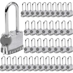 Laminated Keyed Padlock, Keyed Alike Locks, 1-9/16"(40mm) Wide, Long Shackle Heavy Duty Padlocks for Gates, Gym Locker, Toolbox, Case, Sheds and Fences, Pack of 5