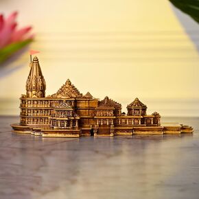 Ayodhya Ram Mandir Sculpture for Home Decoration, Gifting, Temple Decor, Resin and Mabrle 3D Model Ram Mandir Idol, Ideal for Ram Bhakt, Shri Rama Janmabhoomi Mini Statue, Size - 6 Inche