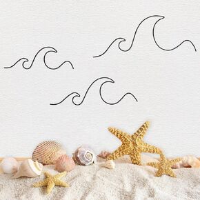 EVALIANA Black Metal Wave Wall Art, Ocean Beach Theme Decor Style Decoratio for Living Room Black（3pcs）