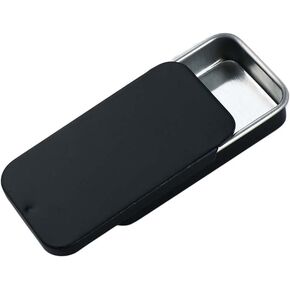 Black Metal Rectangular Empty Mini Tin Box,Mini Iron Box Tinplate Push Candy Pill Cases Bins Jar Food Containers for Home Organizer Food Storage(60x34x11mm)(ZS544)
