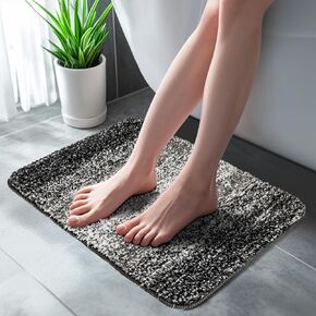 Bathroom Rugs - Bath Mat, Absorbent Bath Mat,16 X 24 Inch Gray Bathroom Rugs,Washable Bathroom Rugs,Bath Mats for Bathroom,Toilet,Tub,Living Room, Bedroom,Kitchen, Sofa,Entry