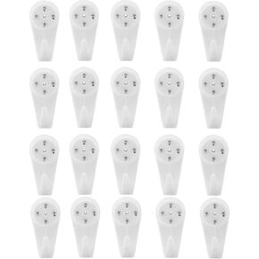 erioctry 20PCS White Durable Non-Trace Wall Picture Hook Powerful Concrete Hard Wall Drywall Picture Hooks Hanging Hook for Picture Photo Frame Clock Hangers