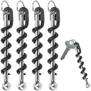 4PCS Corkscrew Spiral, Multi Tool Corkscrew Keychain Red Wine Bottle Hinged Opener Portable Keychain Corkscrew Black Stainless Steel Wine Beer Bottle Opener Corkscrew Kitchen Accessories