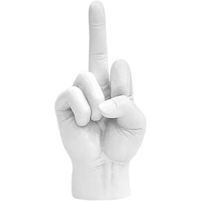 Luxshiny Hand Gesture Desk Statue, Resin Middle Finger Gesture Sculpture Nordic Style Hand Statue for Home Office Cabinet Shelf Bookcase Desk Decoration White