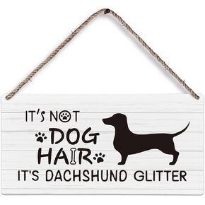 huester Dachshund Decor Dog Wood Plaque Sign, Dachshund Gifts, Dog Signs for Home Decor, Dog Decorations for the Home, It’s Not Dog Hair It’s Dachshund Glitter Dog Wall Hanging Decor, 12x6 inches