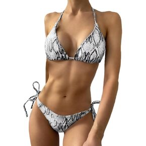 إمرأة 2 قطعة حار مثير اعوج طباعة بيكيني عالية الخصر العميق الخامس الرسن مثلث الأفعى طباعة المايوه in Kuwait