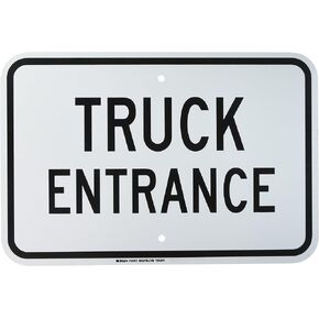 Brady 124417 Traffic Control Sign, Legend "Truck Entrance", 12" Height, 18" Width, Black on White