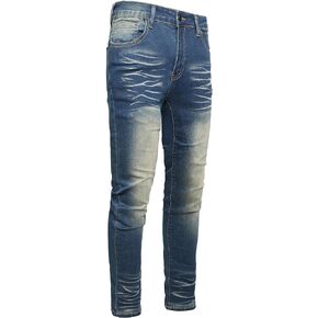 Men's Ripped Straight Leg Jeans, Black, Slim Fit, Regular Length, Distressed Design