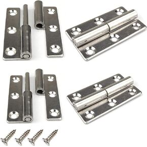 4Pcs 3" Lift Off Door Hinges, Heavy Duty Window Detachable Hinge 304 Stainless Steel for Internal External Doors