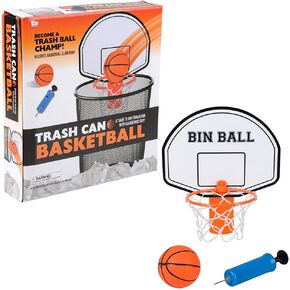 Forest & Twelfth 8.5" Trash Can Basketball Game Set – Office Basket Ball Hoop Clip for Waste Basket, Also Ideal for Living Room or Bedroom, Includes Basket Ball and Inflating Pump