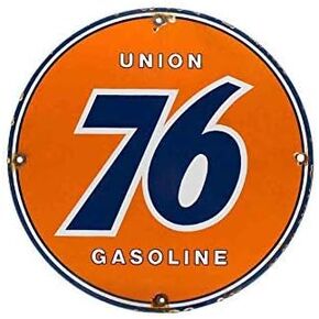 76 Porcelain Gas Round Metal Tin Sign Suitable for Home and Kitchen Bar Cafe Garage Wall Decor Retro Vintage 12 X 12 Inch