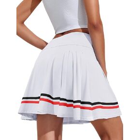 PINSPARK Womens Athletic Skorts Pleated Tennis Golf Skirt Lightweight Workout Skirt with Pockets for Gym Sports