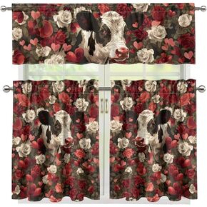 ZOUTAIRONG Western Aztec Horse Kitchen Curtain and Valances Set - Sunflower Valance Curtain for Window Garden Dorm Decorate Valances for Girls Bedroom Window Drapes Short Curtain
