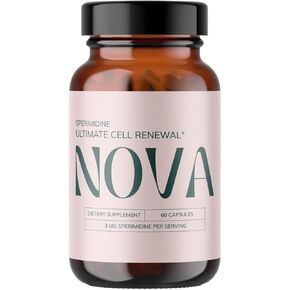 Nova Ultimate Cell Renewal/Spermidine Supplements, Organic Wheat Germ Anti Aging Supplement with High Spermidine, Zinc, and Thiamine for Optimal Autophagy, 60 Capsules (Pack of 1)