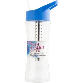 New Wave Enviro Alkaline Water Bottle with Stainless Steel Wand, 22oz. Capacity, BPA Free Bottle, Blue