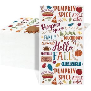 Horaldaily 50 Thanksgiving Disposable Paper Decorative Guest Napkins, Leaves Apple Thanksgiving Food Hand Towel for Party Lunch Dinner Kitchen Bathroom