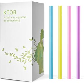100 Count 100% Compostable PLA Jumbo Smoothie Straws-2/5" Wide X 8 1/4" Long KTOB Biodegradable Colorful Disposable Drinking Straws-Eco Friendly Plant-Based Plastic Milkshake Straws
