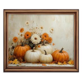 Rustic Fall Wall Decor Print Pumpkin Still Life Painting Fall Art Thanksgiving Print Vintage Autumn Wall Print Halloween Autumn Decor Fall Art (8 X 10 INCH Print Unframed)