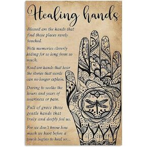SIGNCHAT Healing Hands Massage Therapist Poster Wall Art Poster Cute Sign Wall Decor Metal Sign Poster 8X12 Inches