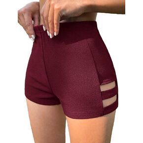 MakeMeChic Women's Cut Out Mini Shorts Party High Waisted Biker Shorts Skinny Shorts Leggings