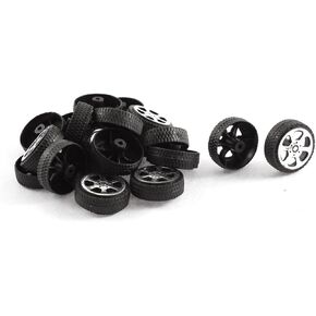 uxcell Plastic Roll 2mm Dia Shaft Car Truck Model Wheel 20mmx6mm 20Pcs