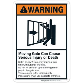 Sigo Signs - Moving Gate Sign, Moving Gate Can Cause Serious Injury or Death 10x7 Inches, Rust Free .040 Aluminum, Fade Resistant, Made in USA