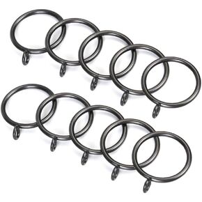 10 PCS Black Curtain Rings with Eyelet Apply for Curtain Rod (1.5 Inch Drapery Rings)