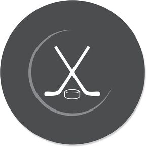 Big Dot of Happiness Shoots and Scores - Hockey - Baby Shower or Birthday Party Circle Sticker Labels - 24 Count