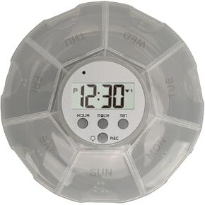 Pill Case with Alarm, Setting Up Voice Reminders for Medication Times Pill Dispenser Medicine Reminder Alarm (White)