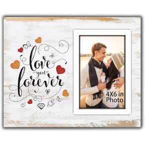 I love you forever, Mother's Day Gift Wood Picture Frame, Family New baby Frame, Couple Frame (4x6)Photo Frame for Tabletop Wall Display, Gifts Engagement, Wedding, Anniversary Wall Tabletop Decor