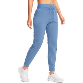 SANTINY Women's Fleece Lined Joggers Water Resistant High Waisted Thermal Sweatpants Winter Pants Hiking Running Pockets(Niagara_S)
