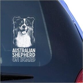 Australian Shepherd Clear Vinyl Decal Sticker Portrait for Window, Aussie Dog Sign Art Print