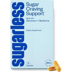 Sugarless Stop Sugar Cravings Supplement, Sugar Craving Blocker with Berberine, Chromium Picolinate, CoQ10 & L-Theanine, Stop Cravings Formula, Non-GMO, Gluten-Free Travel Size 15 Count
